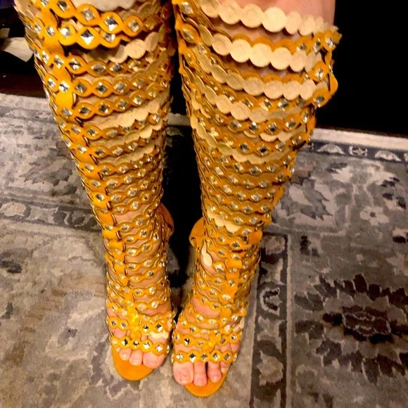 Cape Robbin Open Toe Lace Up Gladiator Over The Knee Thigh High Caged Sandals - Picture 1 of 16